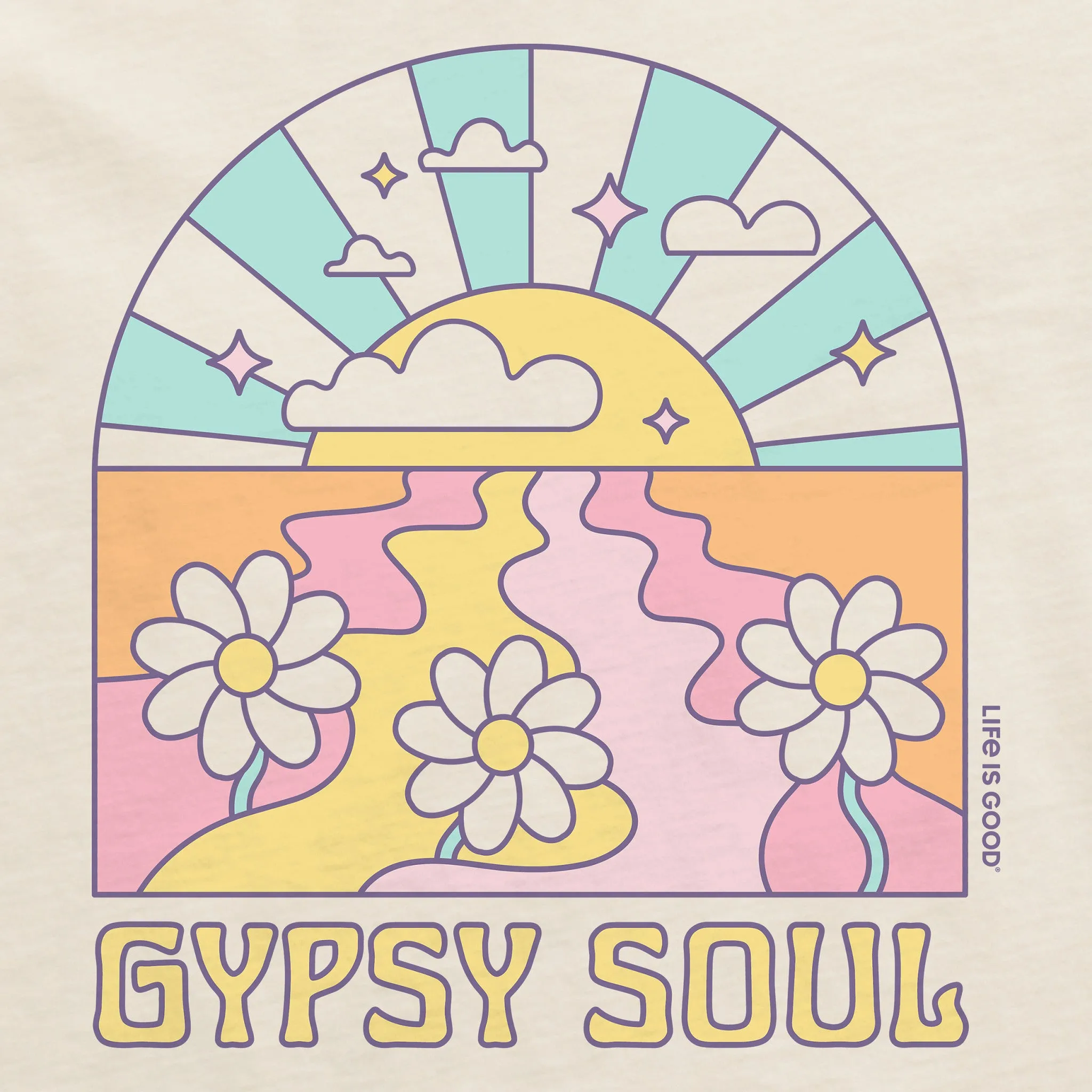 Women's Gypsy Soul Sunset Short Sleeve Crusher Boxy Tee Life is Good