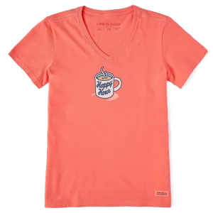 Women's Happy Hour Mug Short Sleeve Crusher Vee Life is Good