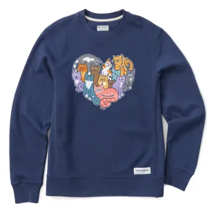 Women's Heart of Cats Simply True Fleece Crew Life is Good
