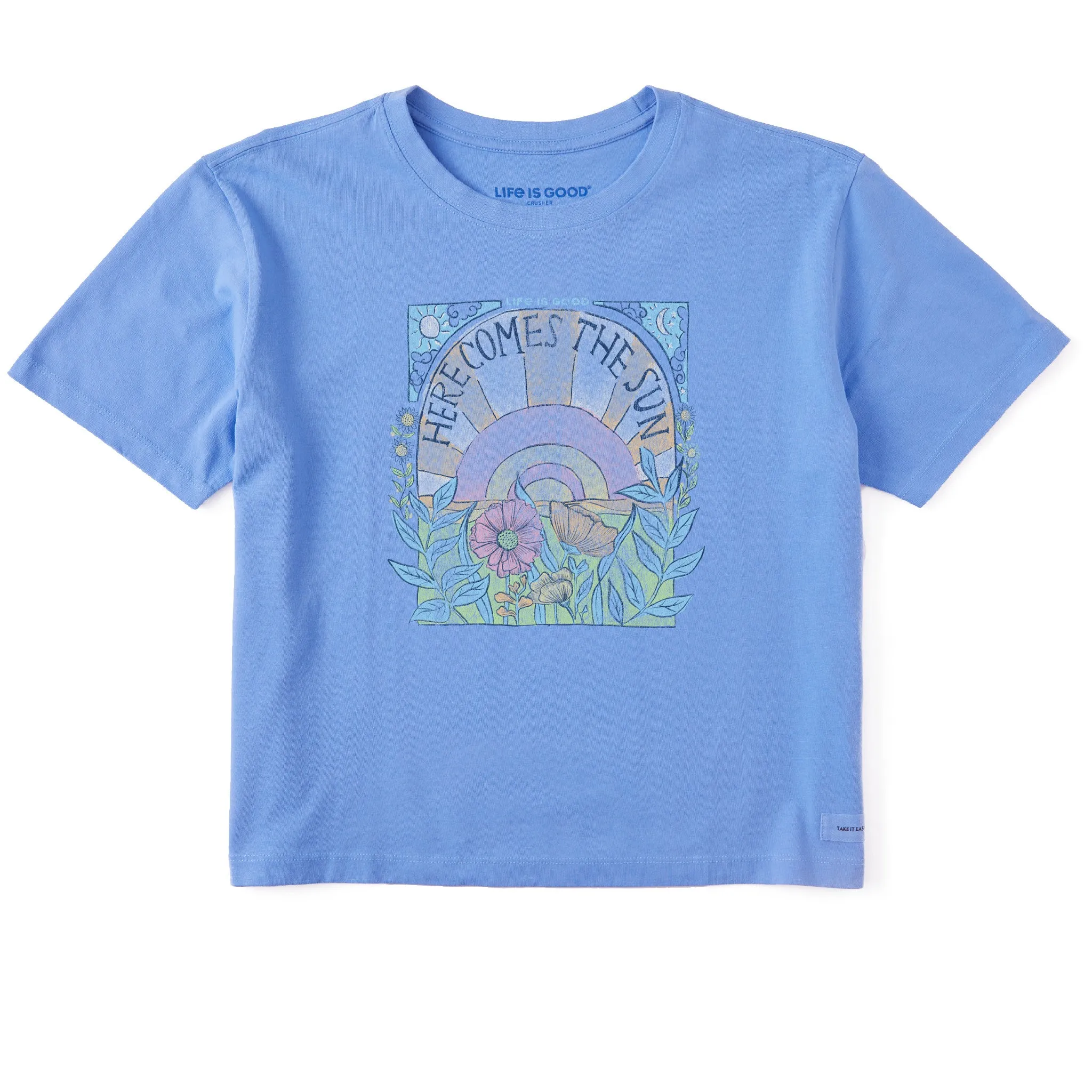 Women's Here Comes The Sun Hippie Short Sleeve Crusher Boxy Tee Life is Good