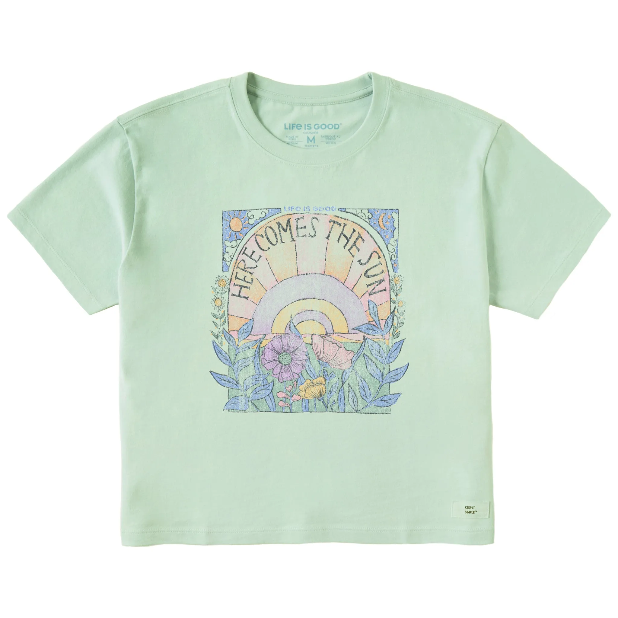 Women's Here Comes The Sun Hippie Short Sleeve Crusher Boxy Tee Life is Good