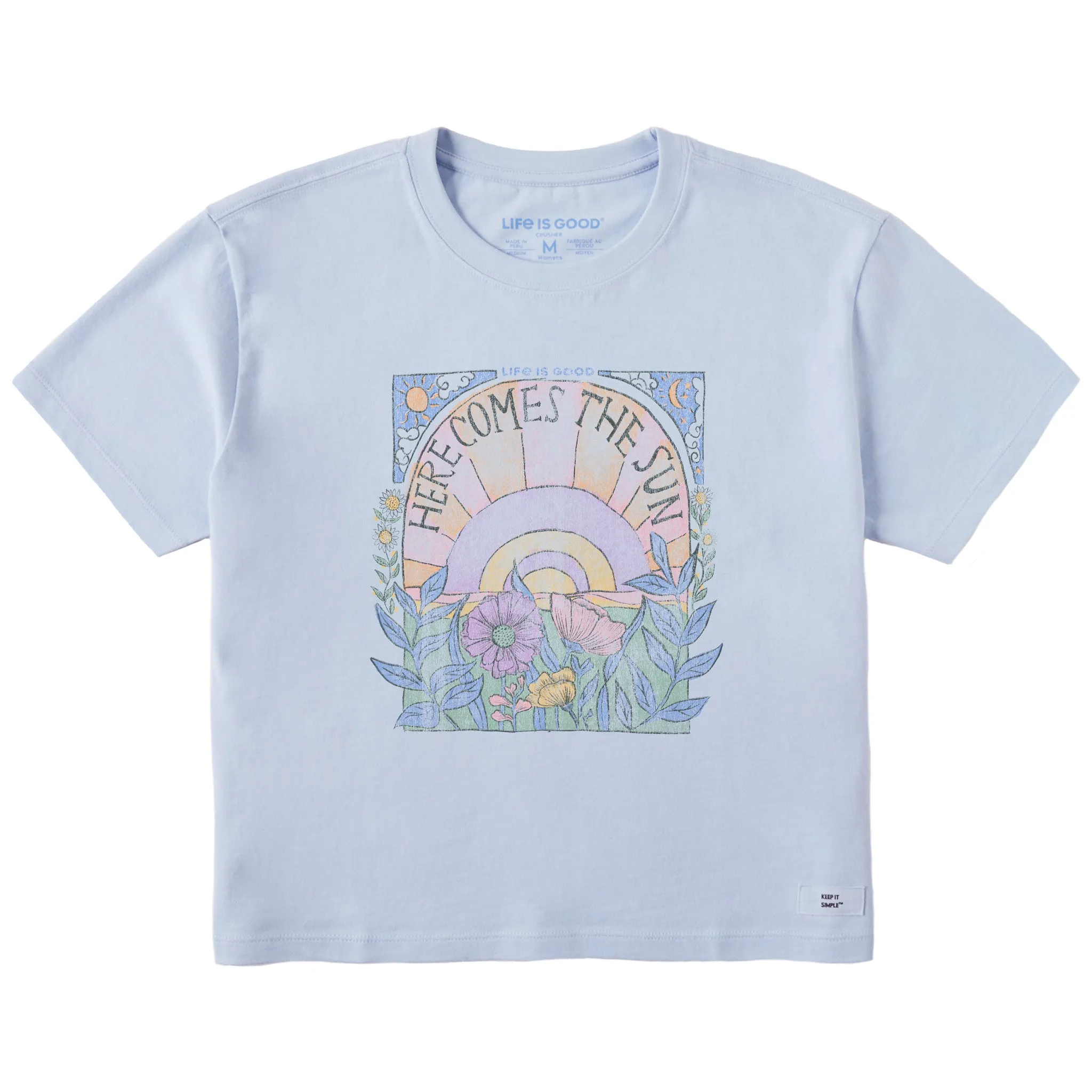 Women's Here Comes The Sun Hippie Short Sleeve Crusher Boxy Tee Life is Good