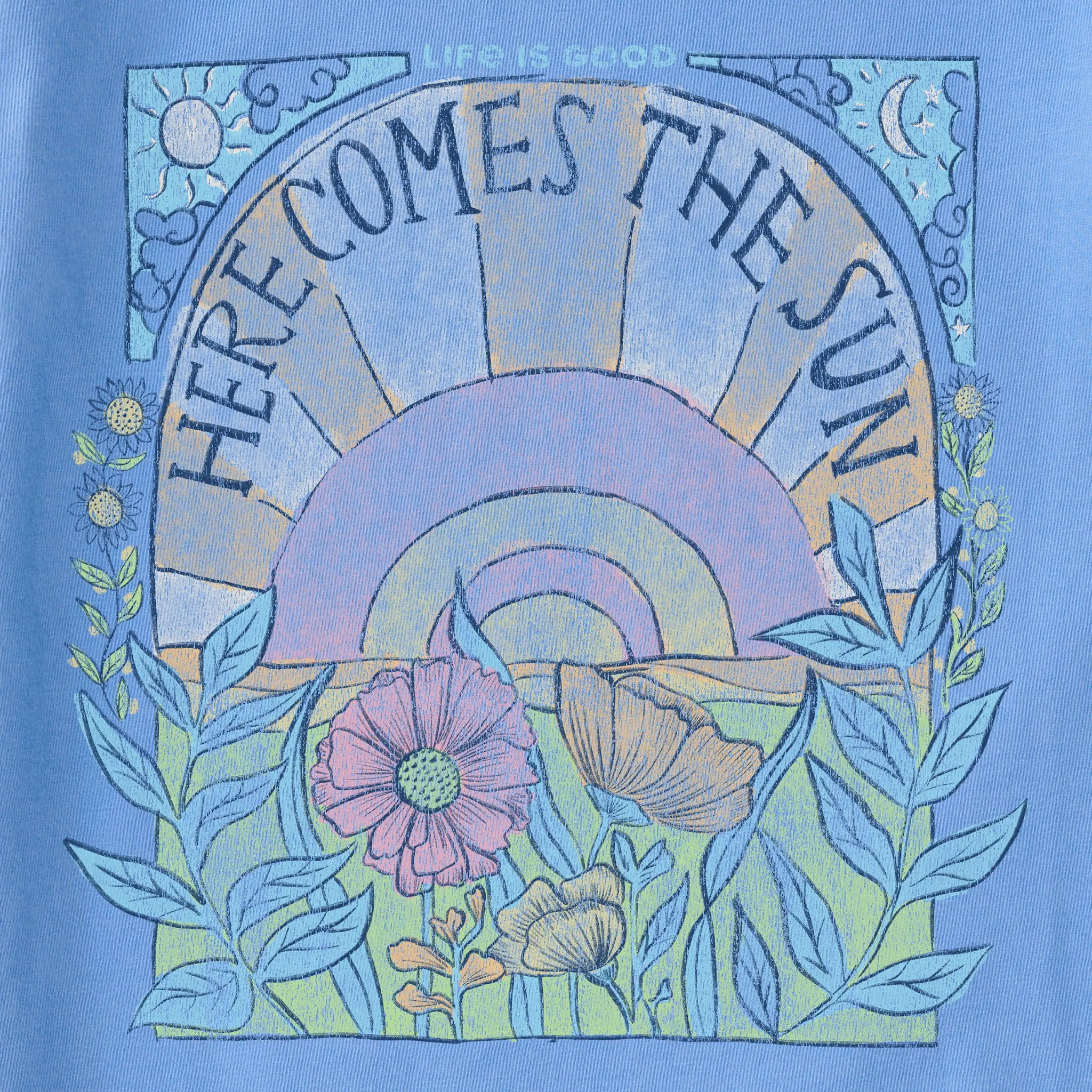 Women's Here Comes The Sun Hippie Short Sleeve Crusher Boxy Tee Life is Good