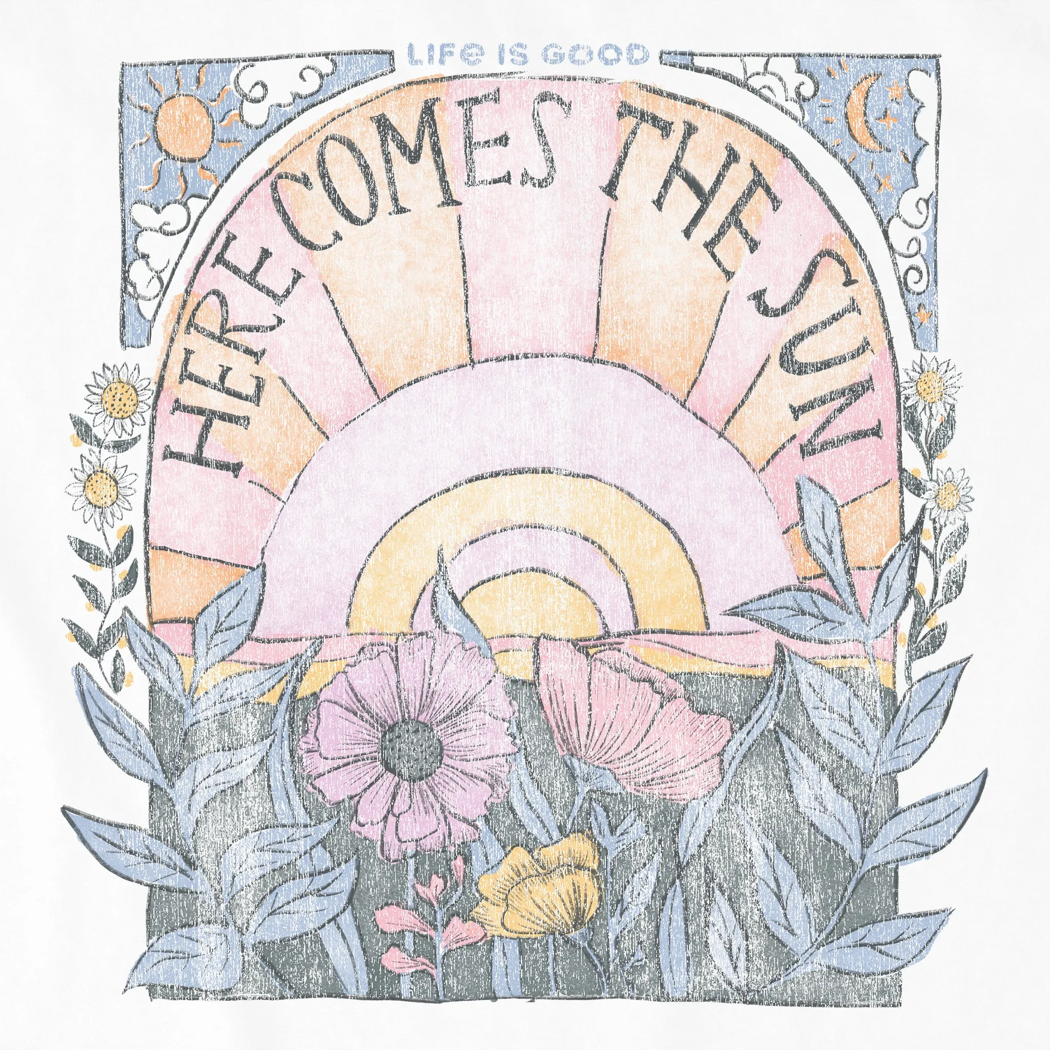 Women's Here Comes The Sun Hippie Short Sleeve Crusher Boxy Tee Life is Good