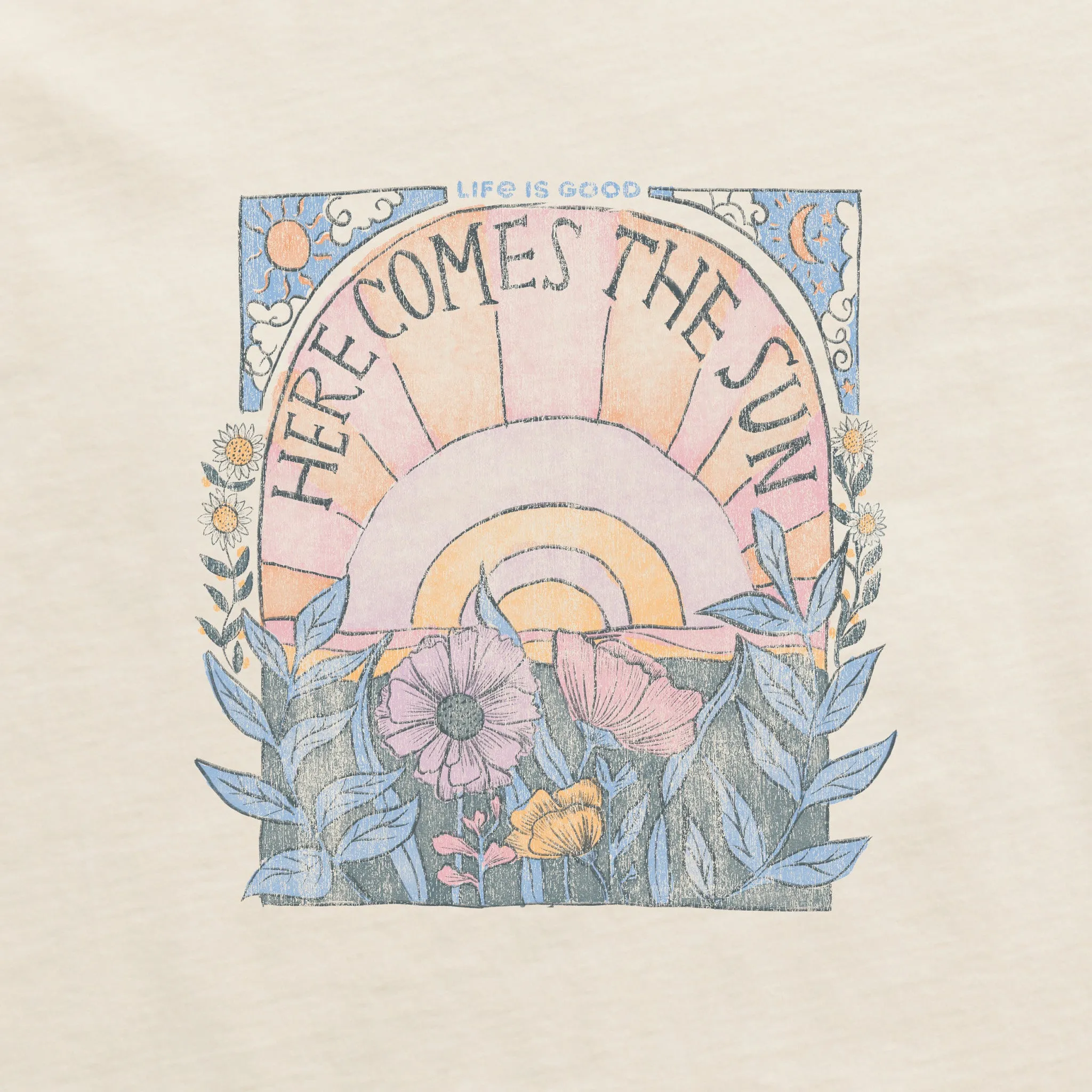 Women's Here Comes The Sun Hippie Short Sleeve Crusher Boxy Tee Life is Good