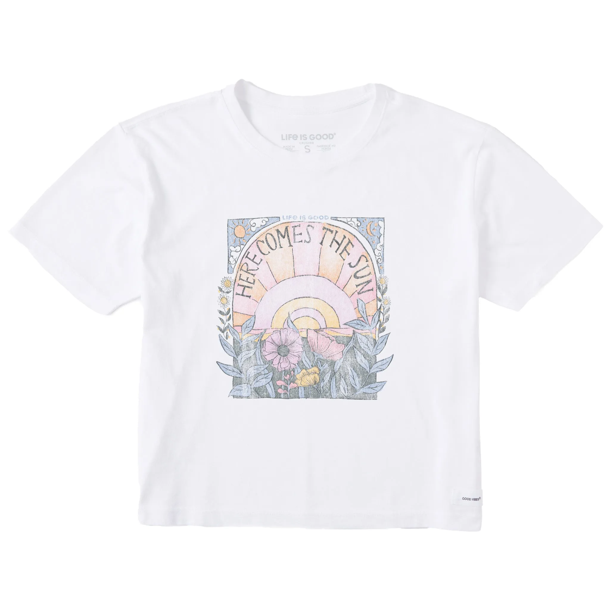 Women's Here Comes The Sun Hippie Short Sleeve Crusher Boxy Tee Life is Good