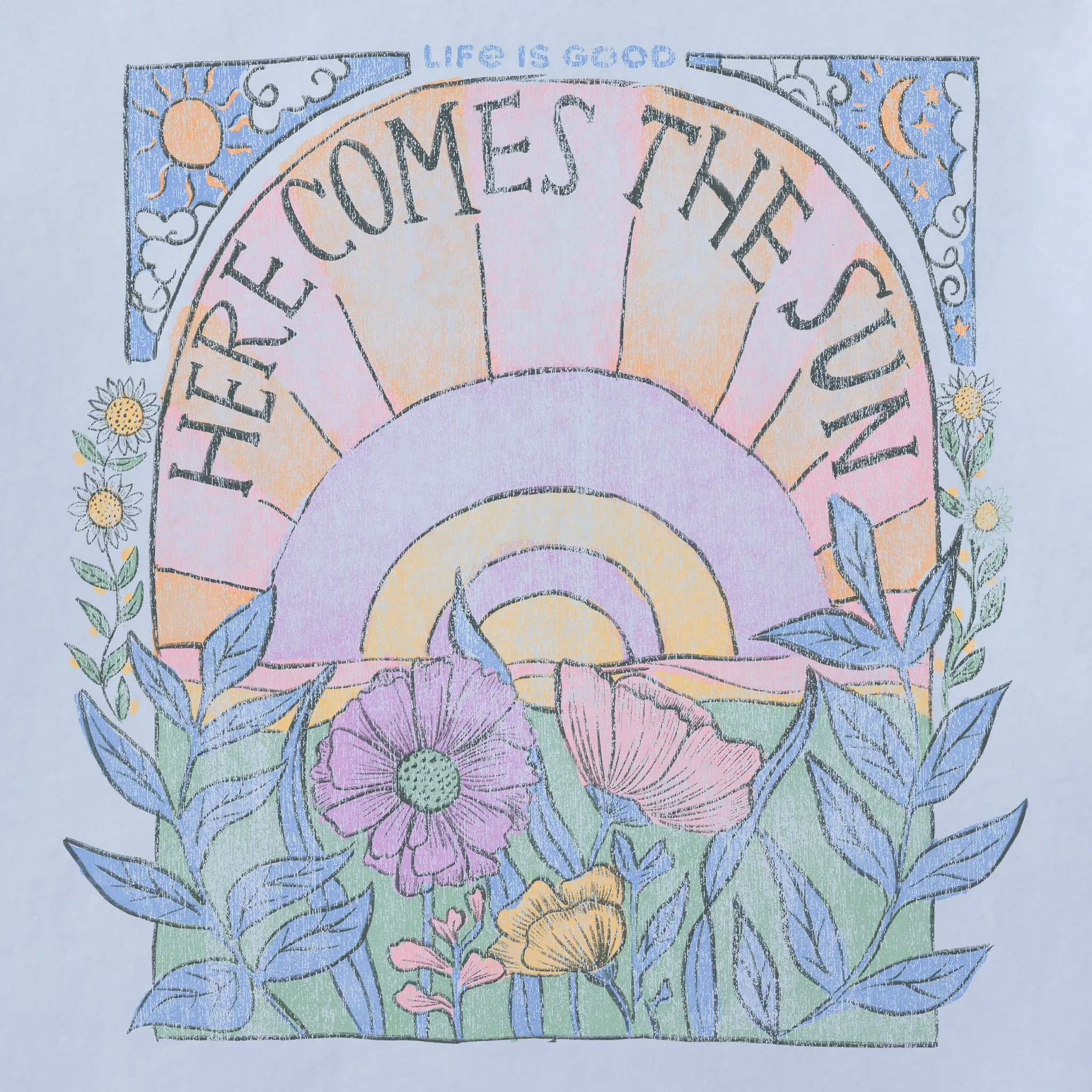 Women's Here Comes The Sun Hippie Short Sleeve Crusher Boxy Tee Life is Good