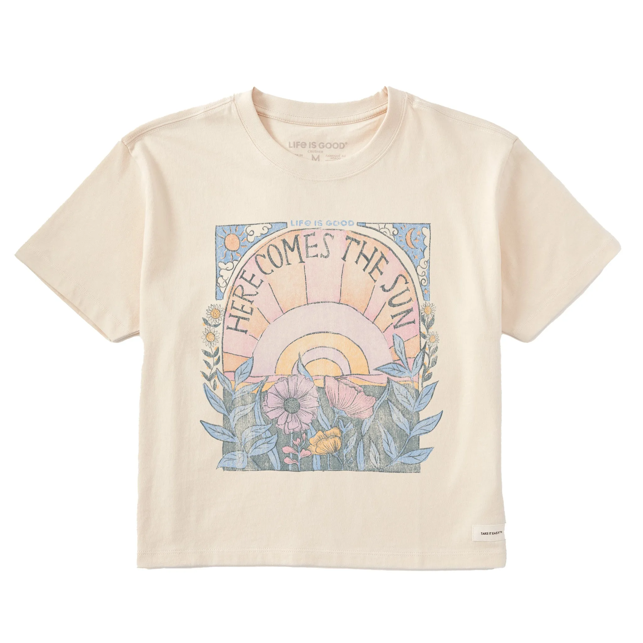 Women's Here Comes The Sun Hippie Short Sleeve Crusher Boxy Tee Life is Good