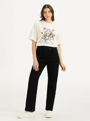 Women's High Rise Ribcage Straight Fit Black Jeans LEVI'S