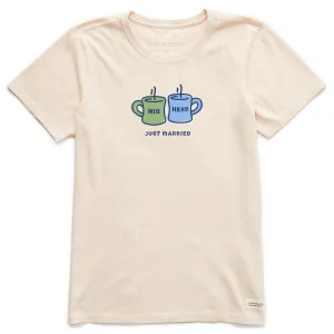 Women's His Hers Just Married Mugs Short Sleeve Crusher Tee Life is Good