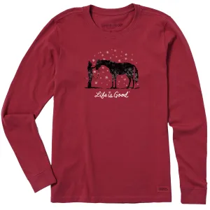 Women's Holiday Horse Long Sleeve Crusher Tee Life is Good
