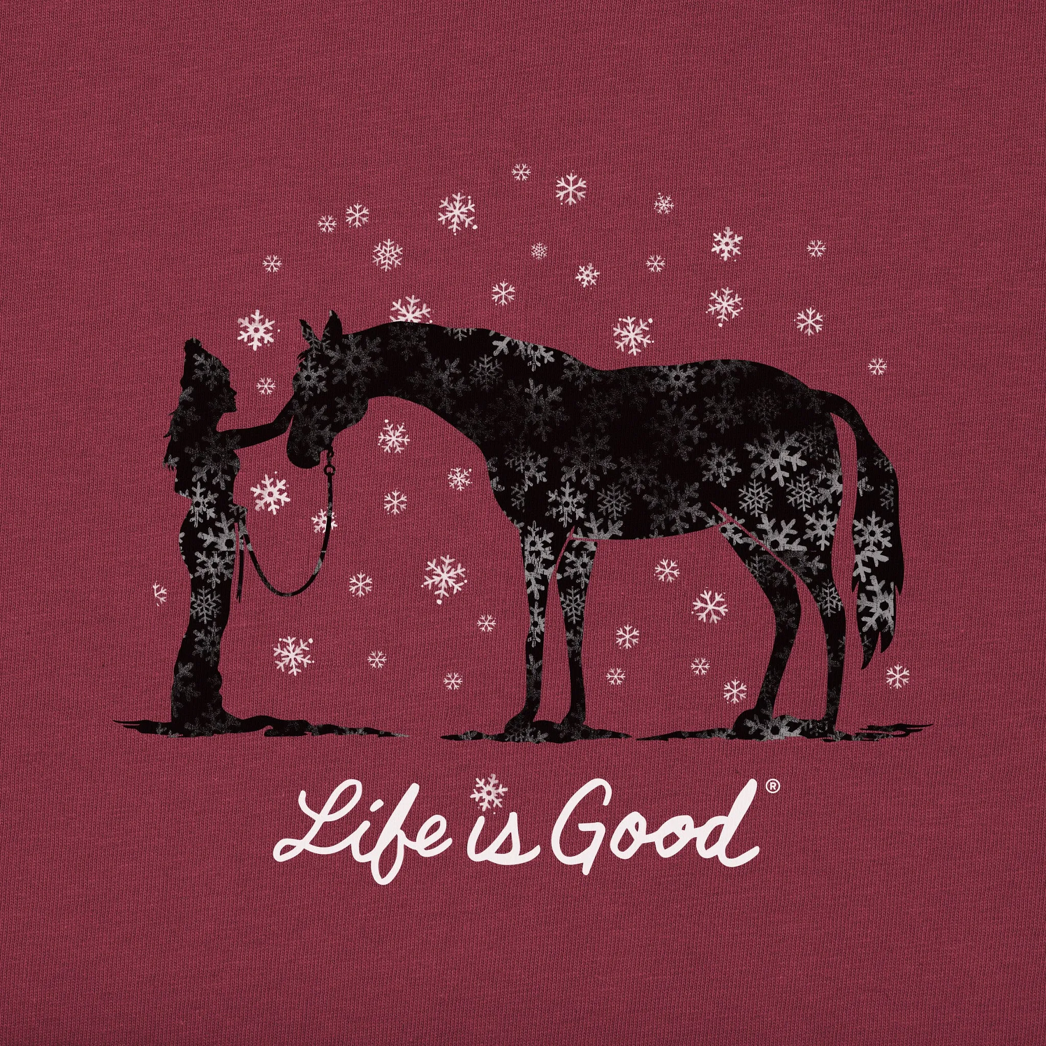 Women's Holiday Horse Long Sleeve Crusher Tee Life is Good