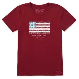 Women's Home Sweet Home Quilted Flag Short Sleeve Crusher Tee Life is Good