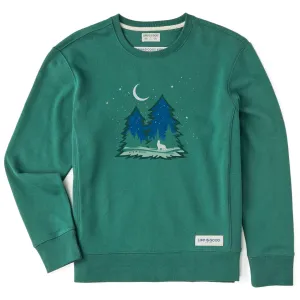 Women's Macro Evergreen Wolf Simply True Fleece Crew Life is Good