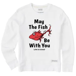 Women's May the Fish be With You One Fish Simply True Fleece Crew Life is Good
