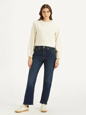 Women's Mid Rise Wedgie Straight Fit Dark Blue Jeans LEVI'S