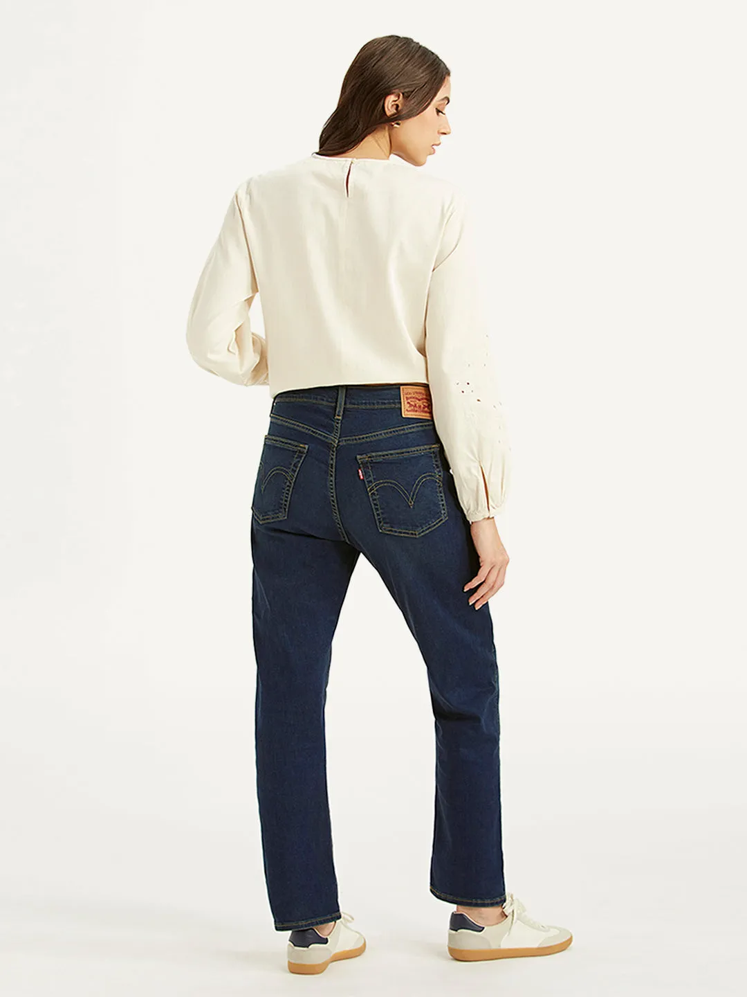 Women's Mid Rise Wedgie Straight Fit Dark Blue Jeans LEVI'S