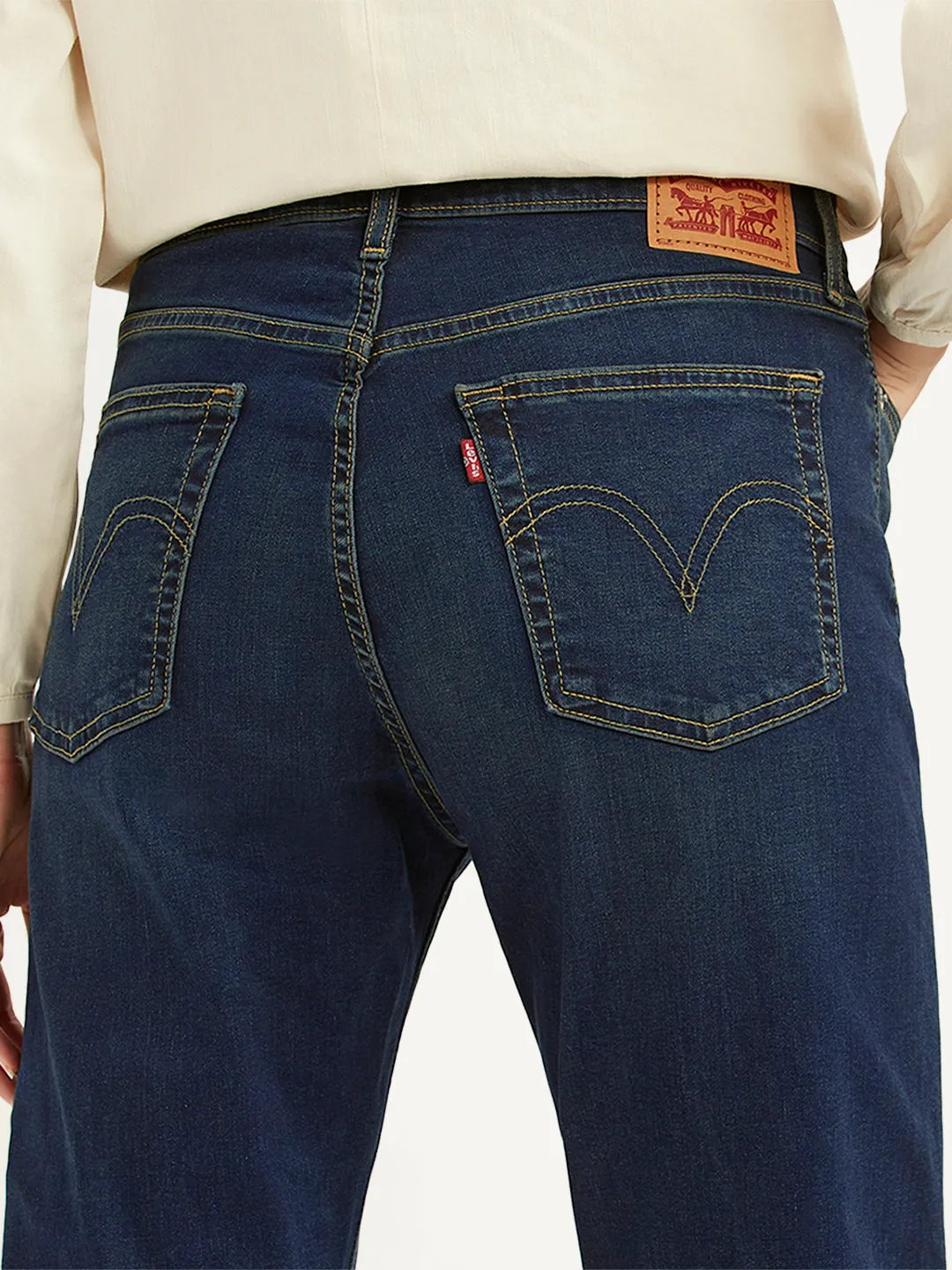 Women's Mid Rise Wedgie Straight Fit Dark Blue Jeans LEVI'S
