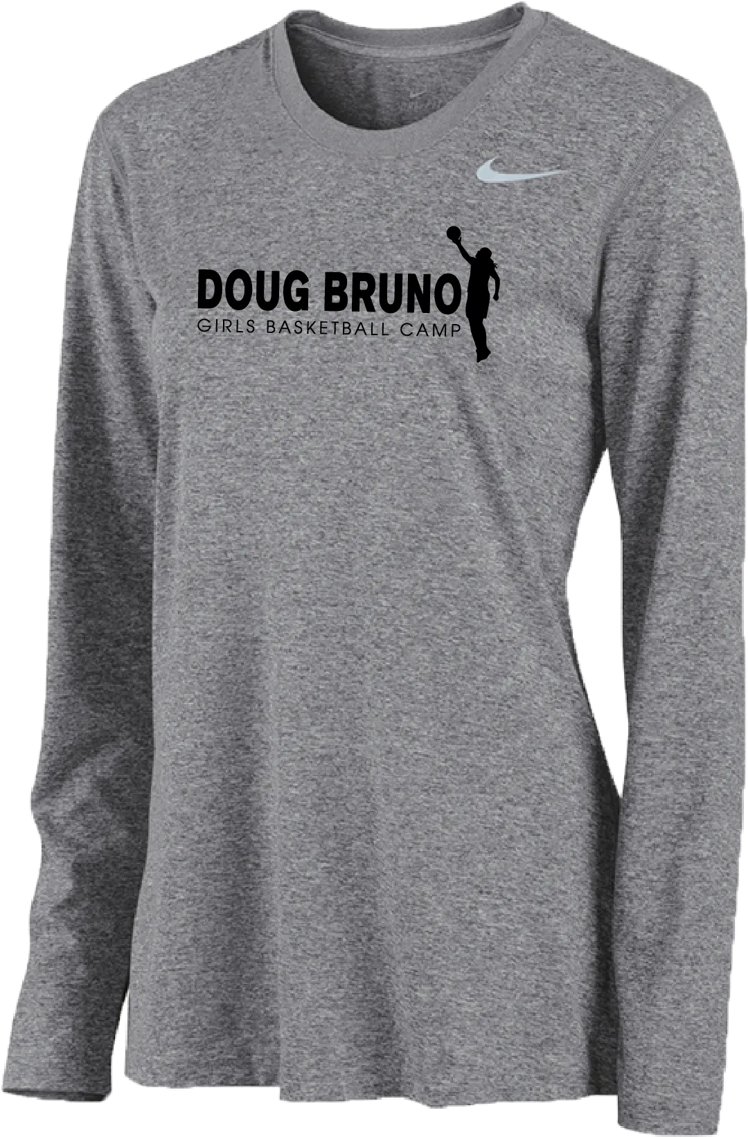 Womens Nike Doug Bruno Basketball Camps Long Sleeve Shooter Shirt - Carbon Heather
