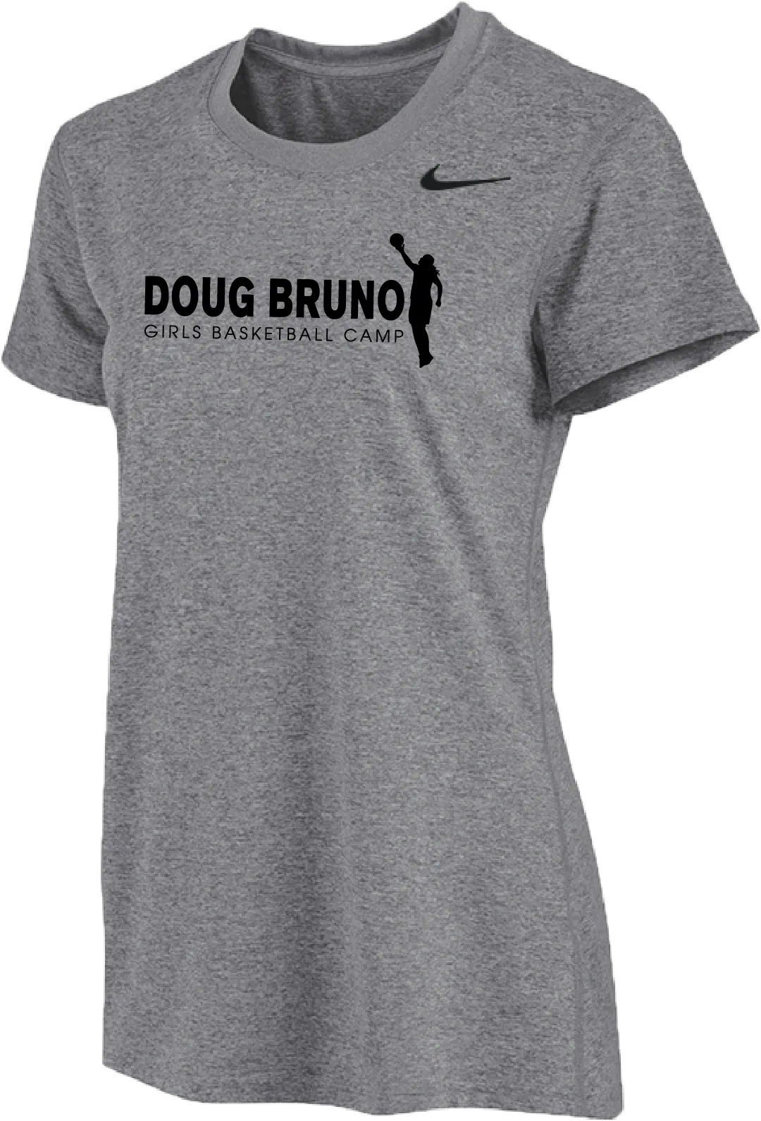 Womens Nike Doug Bruno Basketball Camps Short Sleeve Dri-Fit Tee - Carbon Heather