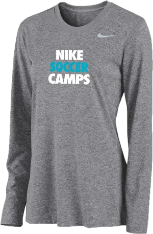 Womens Nike Soccer Camps Long Sleeve Dri-Fit Tee - Carbon Heather