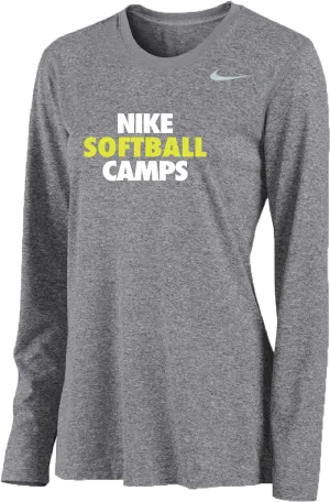 Womens Nike Softball Camps Long Sleeve Dri-Fit Tee - Carbon Heather