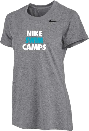 Womens Nike Swim Camps Short Sleeve Dri-Fit Tee - Carbon Heather