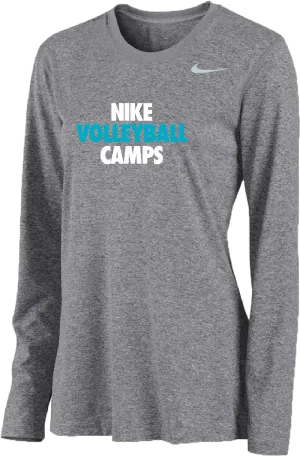 Womens Nike Volleyball Camps Long Sleeve Dri-Fit Tee - Carbon Heather