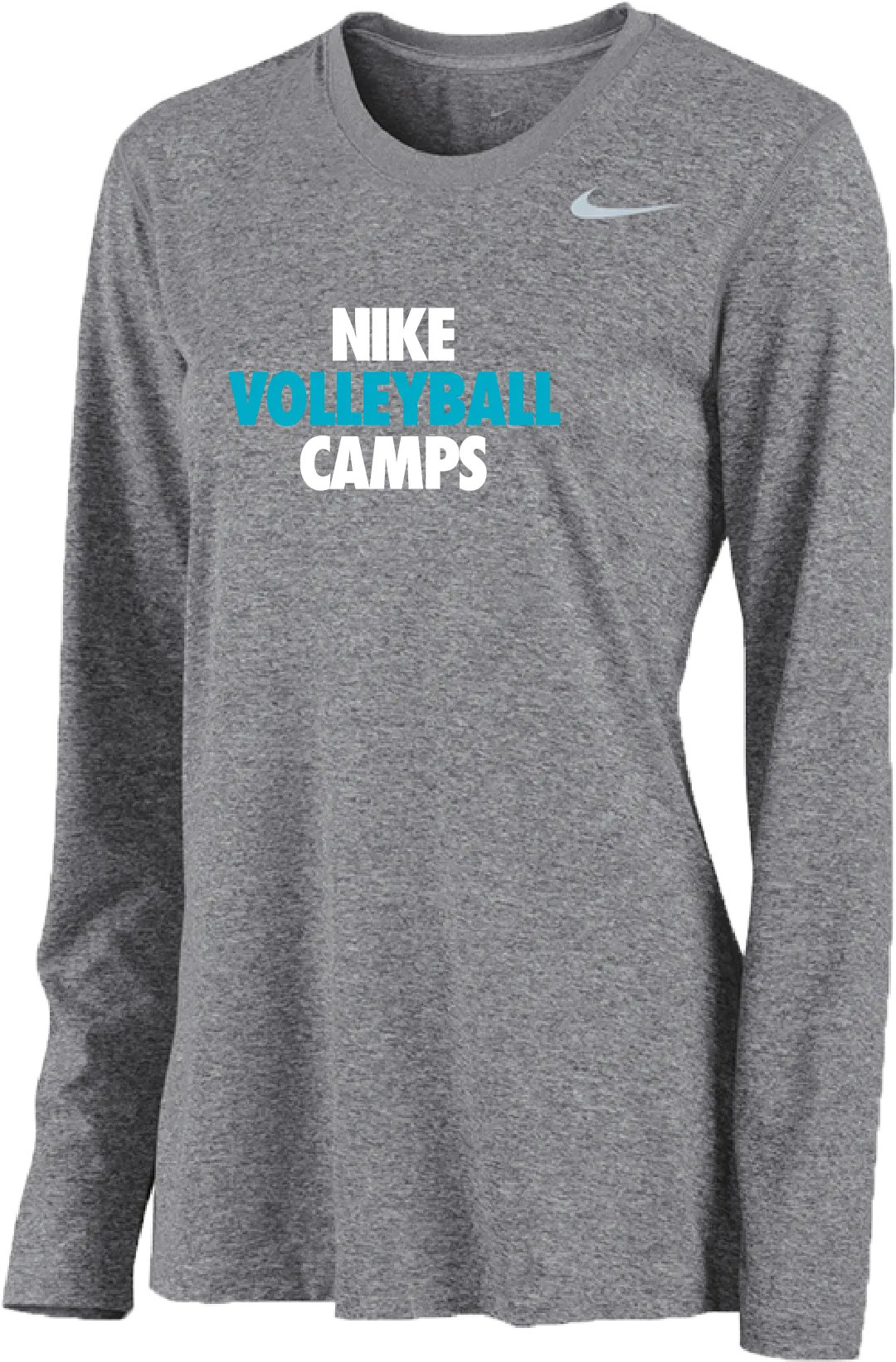Womens Nike Volleyball Camps Long Sleeve Dri-Fit Tee - Carbon Heather