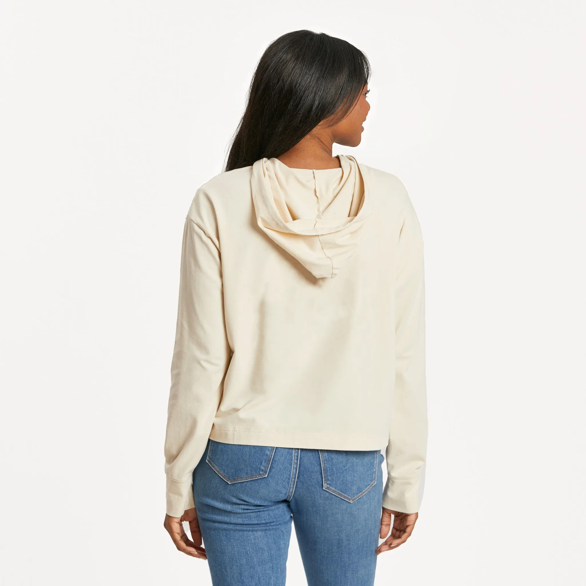 Women's Retro Stack Life is Good Crusher-FLEX Boxy Hoodie Life is Good