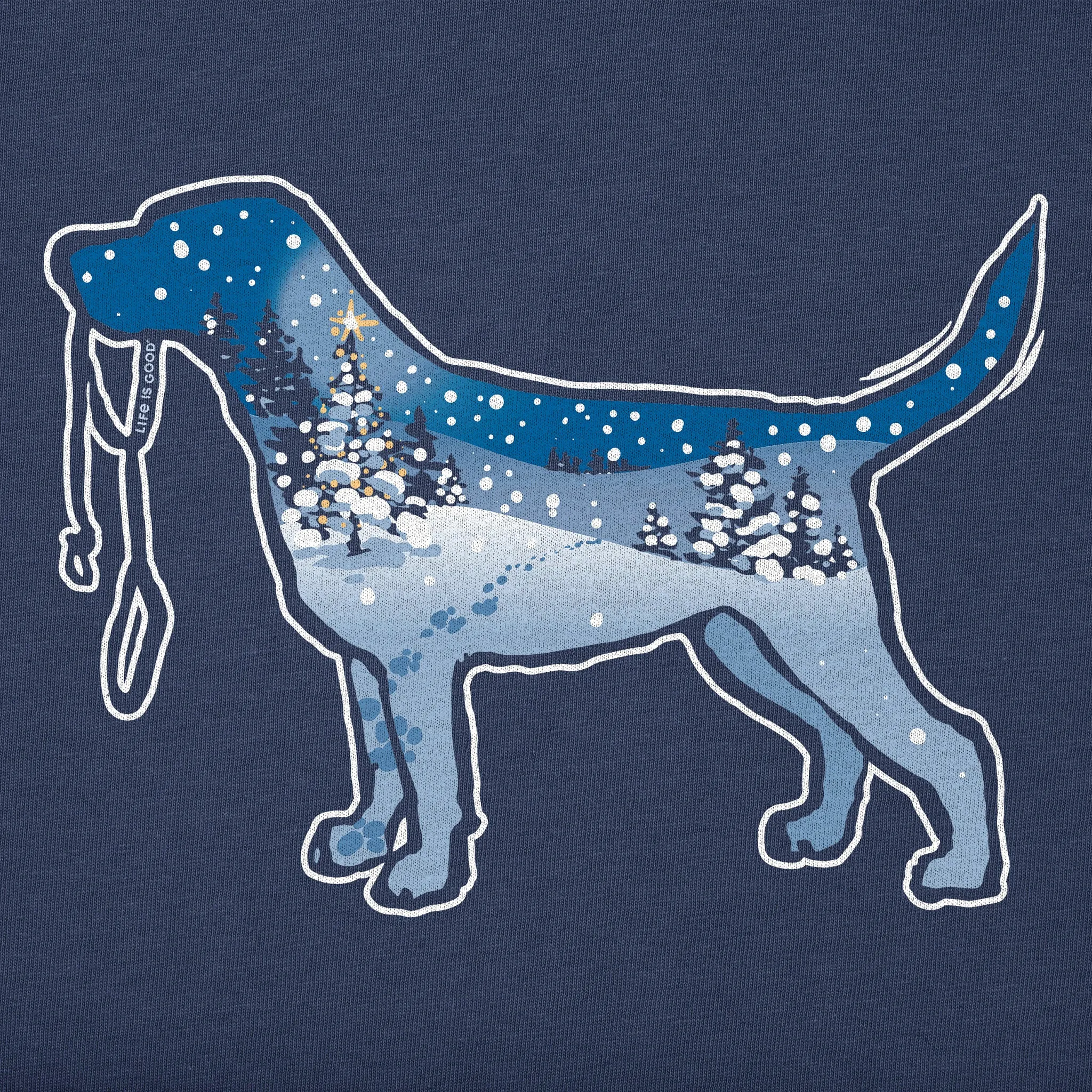 Women's Snowscape Dog Simply True Fleece Hoodie Life is Good