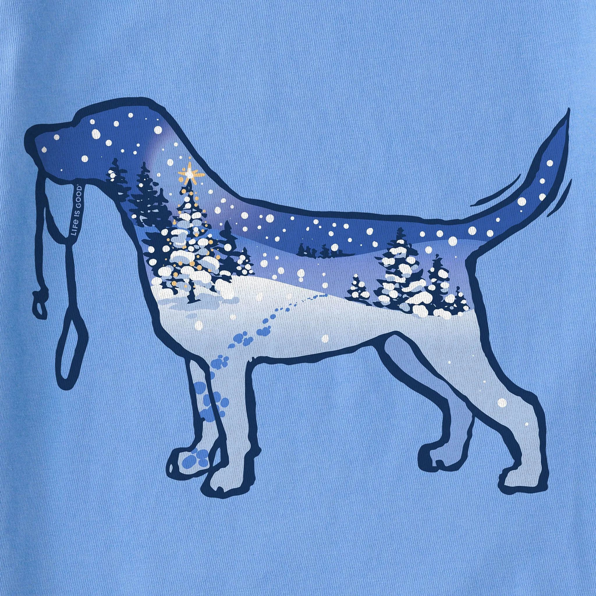Women's Snowscape Dog Simply True Fleece Hoodie Life is Good