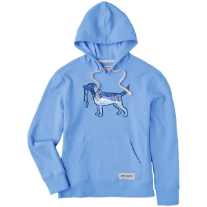 Women's Snowscape Dog Simply True Fleece Hoodie Life is Good