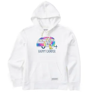 Women's Tie Dye Happy Camper Simply True Fleece Hoodie Life is Good