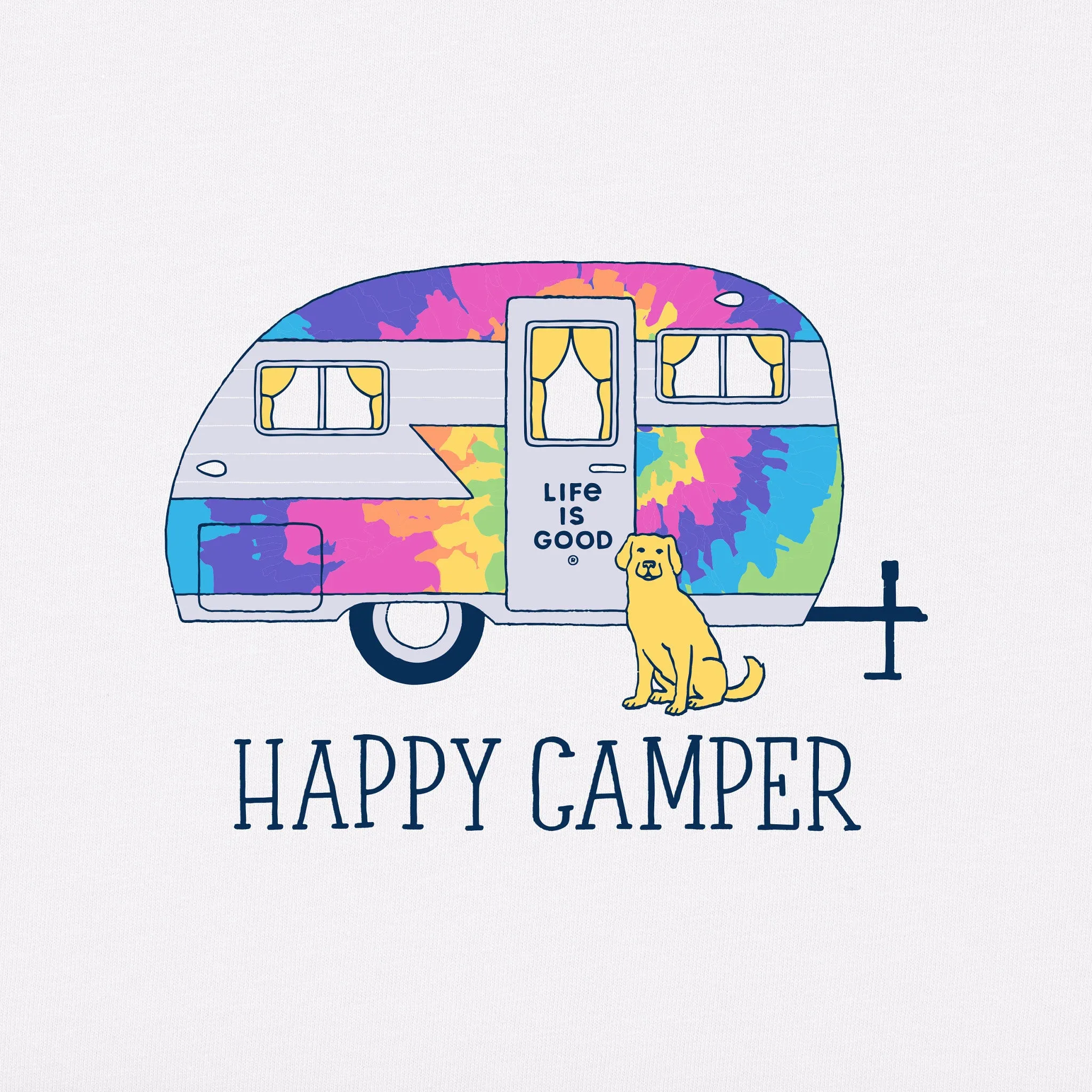 Women's Tie Dye Happy Camper Simply True Fleece Hoodie Life is Good