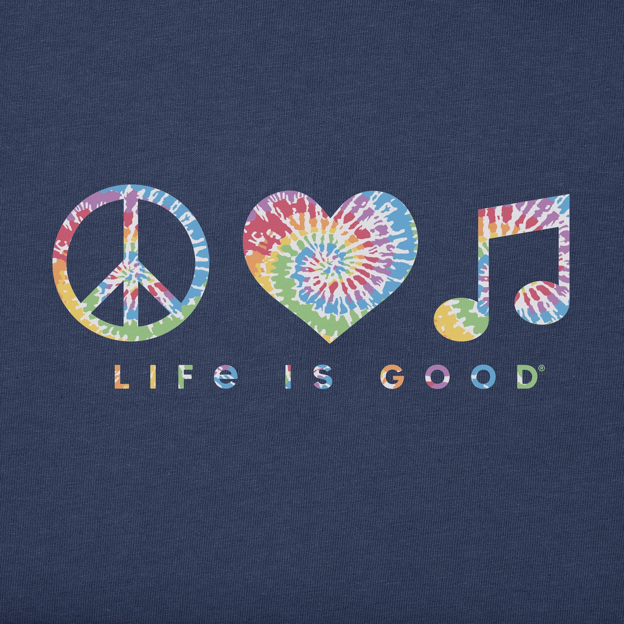 Women's Tie Dye Peace Love Music Simply True Fleece Hoodie Life is Good