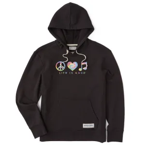 Women's Tie Dye Peace Love Music Simply True Fleece Hoodie Life is Good