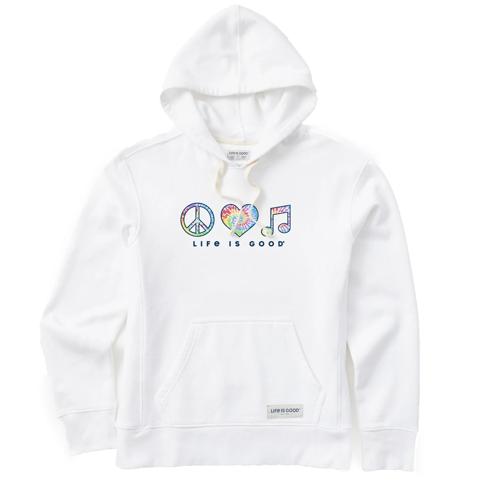 Women's Tie Dye Peace Love Music Simply True Fleece Hoodie Life is Good