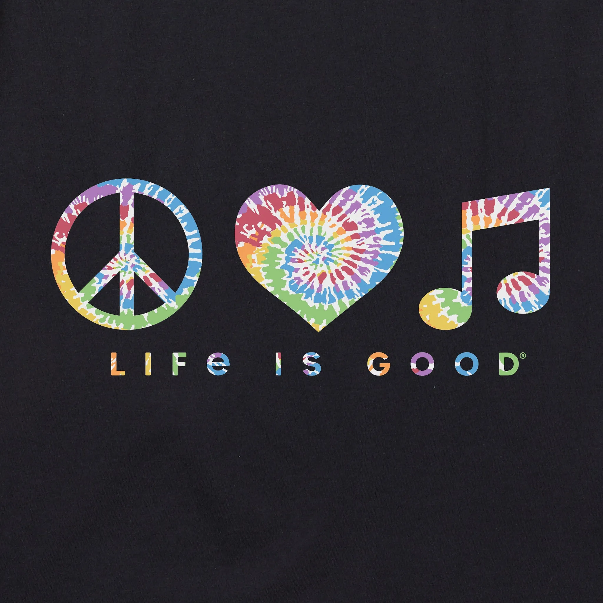 Women's Tie Dye Peace Love Music Simply True Fleece Hoodie Life is Good