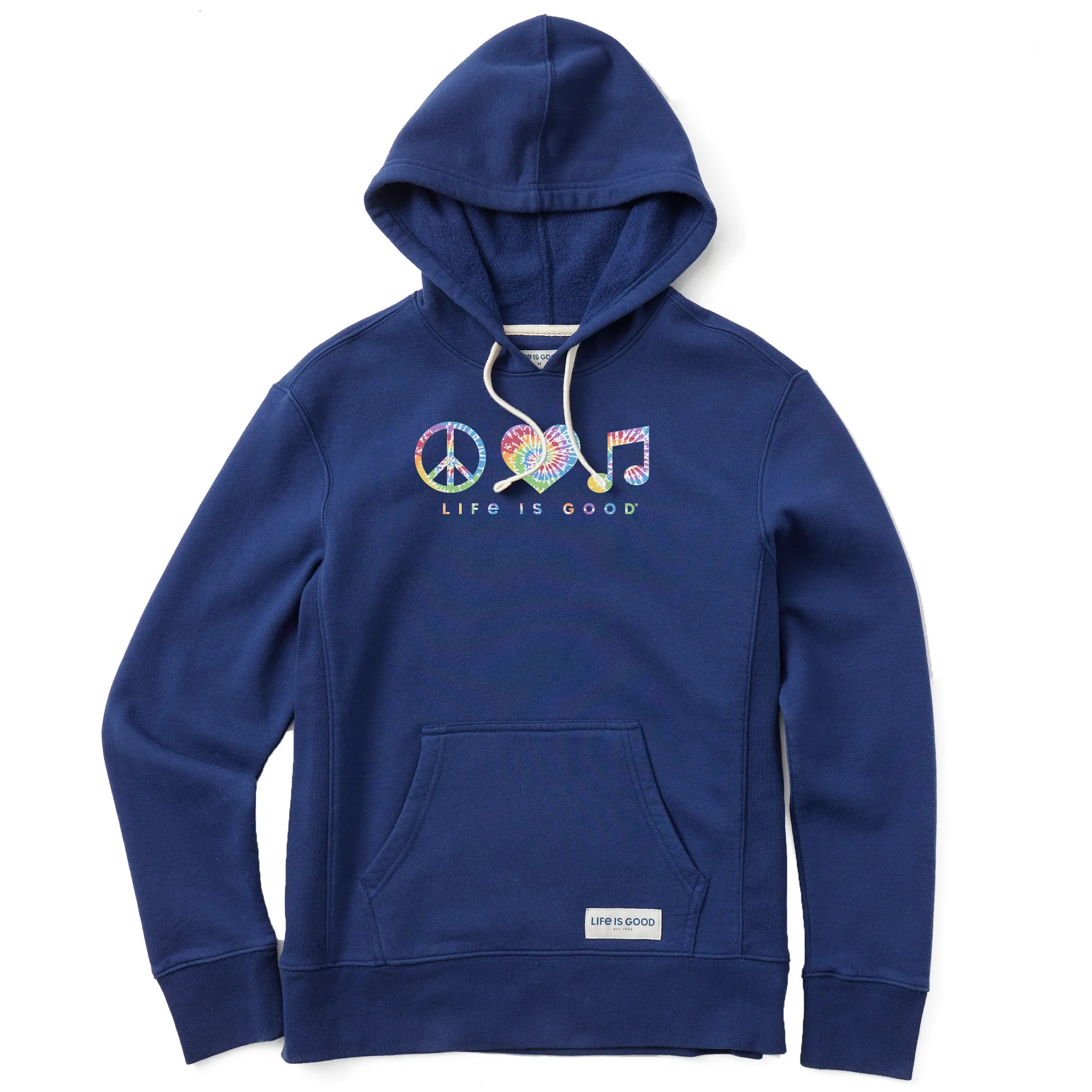 Women's Tie Dye Peace Love Music Simply True Fleece Hoodie Life is Good