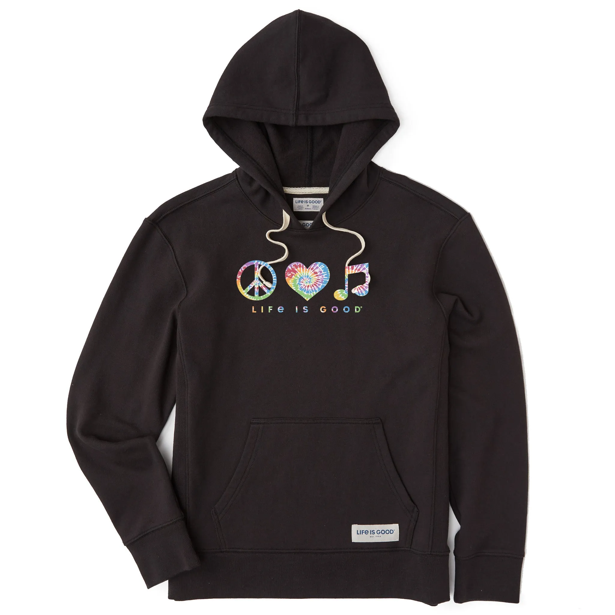 Women's Tie Dye Peace Love Music Simply True Fleece Hoodie Life is Good