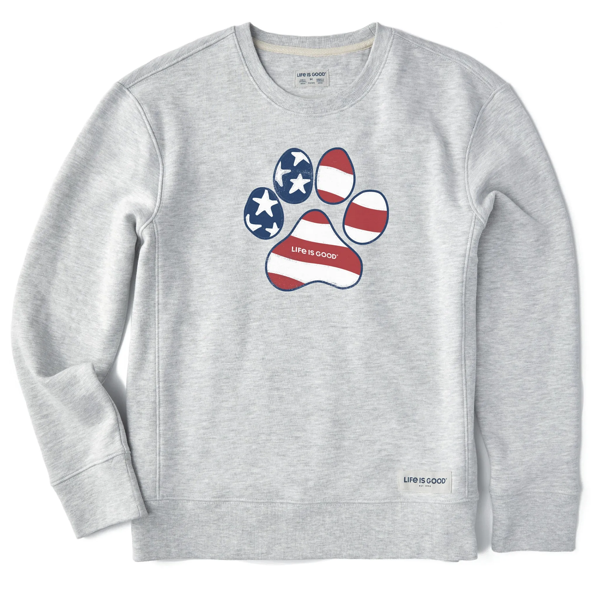 Women's US Flag Paw Simply True Crew Life is Good