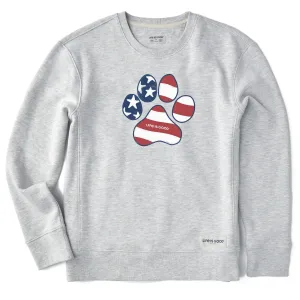 Women's US Flag Paw Simply True Crew Life is Good