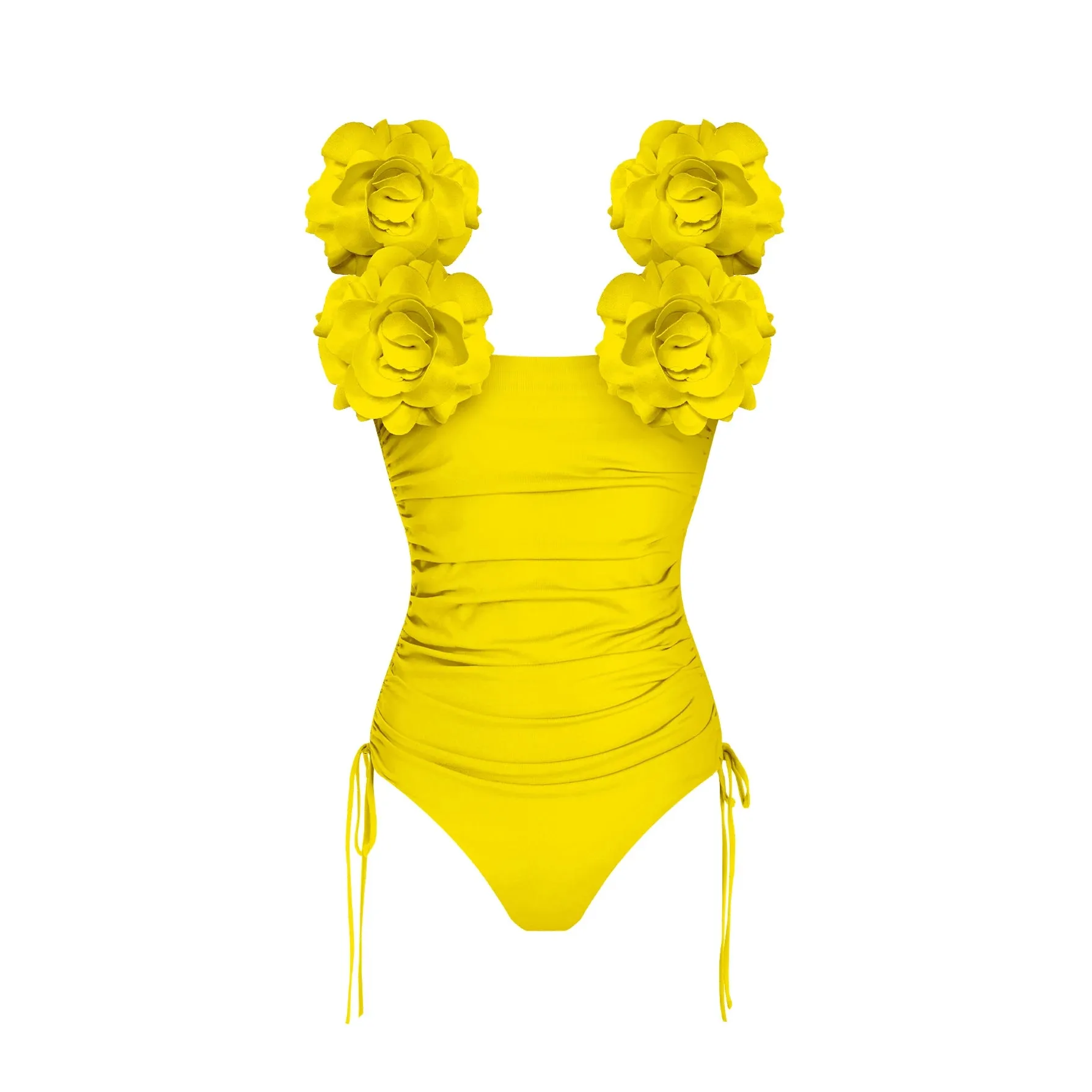 Yellow 3D Flower One piece Swimsuit Anna Kay Co