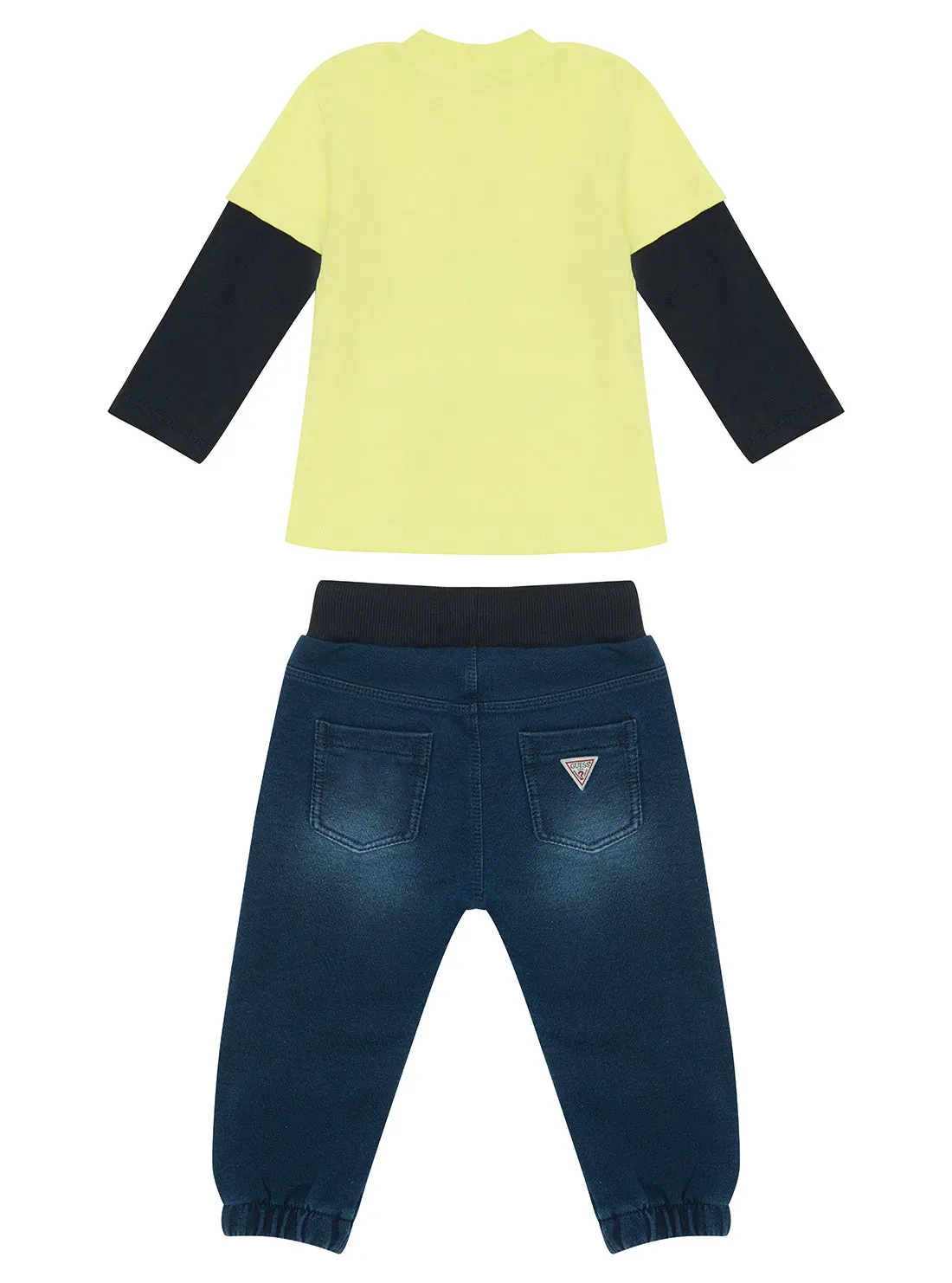 Yellow Knit & Denim Pant Set (0-12M) Guess
