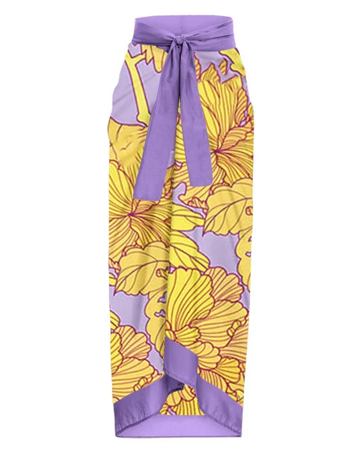 Yellow Purple Vintage Print Bikini Swimsuit Anna Kay Co