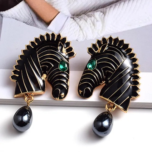 Zebra Shaped Drop Earrings Anna Kay Co