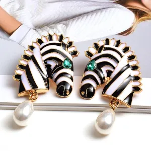 Zebra Shaped Drop Earrings Anna Kay Co