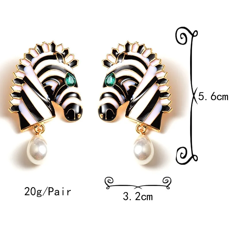 Zebra Shaped Drop Earrings Anna Kay Co